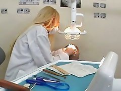 Foxy blonde dentist blows her patients huge peter