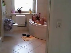 Woman films her Husband in the Bathtub - Huge Cock &amp; Balls