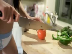 Unreal vegetable in her tight vagina