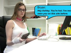 Kinky dude fucks sexy secretary in glasses right in the office