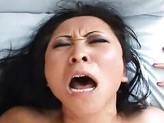 Asian milf Kitty Langdon fucking hard with cum on her pussy