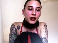 Restrained slut in latex is made to enjoy infinite orgasms