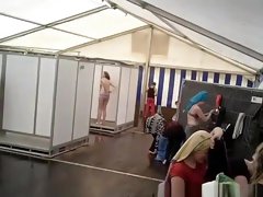 Improvised shower tent hidden camera