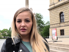 Blonde cutie Candy Alexa fisrt time fucking in public