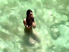 Naked girl chilling in the warm water