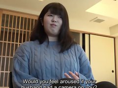 Perfectly voluptuous Japanese hotwife caught having sex by husband