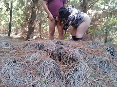 bbw comes out and is fucked by man in the woods hard sex