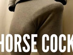 Male Stripper strip tease in tight grey sweats BWC bulge POV w big juicy Cumshot