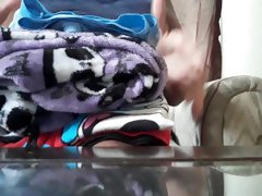 Folding Clothes with Tit Peeks