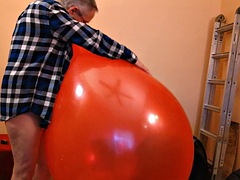 87 Cum on a giant red ball   continued from video 86   Balloonbanger