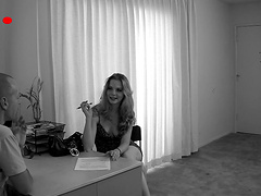 Good looking Tera Knightly riding her boss's dick in the office