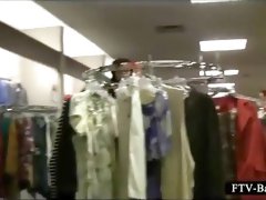 Brunette Teen Dares To Rub Her Cunt In A Clothing Store